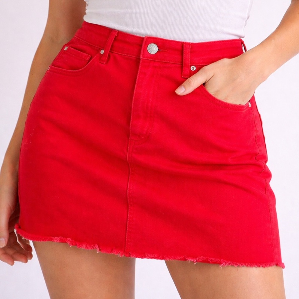 🐚🪼 2/15$ 🪼🐚 Garage Red Denim Mini Skirt